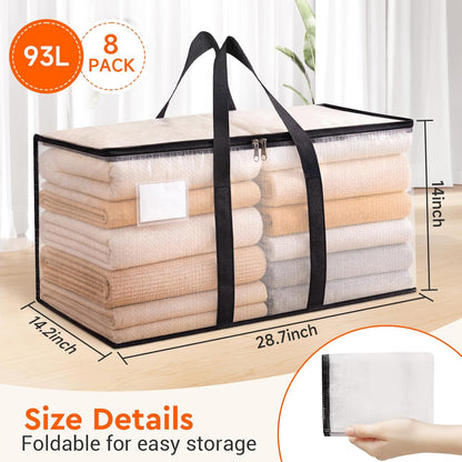 BlissTotes Moving Bags, 93L 8-Pack Storage Bags, Moving Boxes