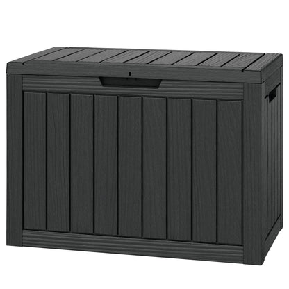 33 Gal Outdoor Storage Box Waterproof Lockable,Deck Box, Charcoal Black