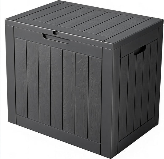 33 Gal Outdoor Storage Box Waterproof Lockable,Deck Box, Charcoal Black