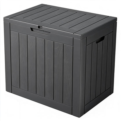 33 Gal Outdoor Storage Box Waterproof Lockable,Deck Box, Charcoal Black