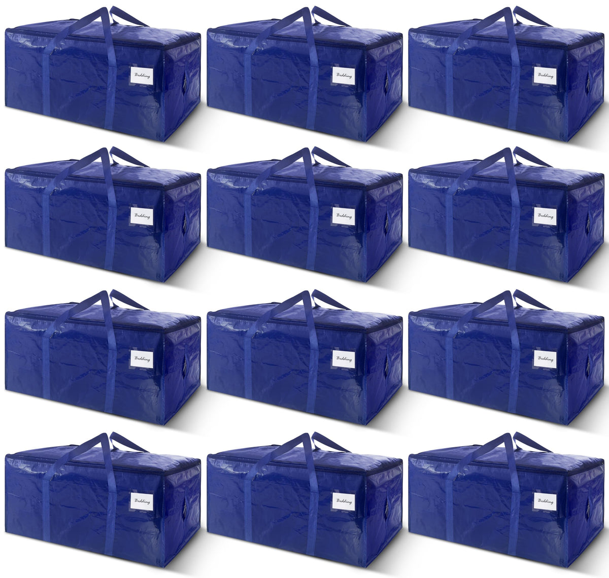 8 Pack Extra Heavy Duty Large Moving Bags with Strong Zipper & Carrying Handles, Sturdy Clothes Storage Bags Totes Bins, Packing Bag Move Boxes College Moving Supplies, Dark Blue - 24 gal