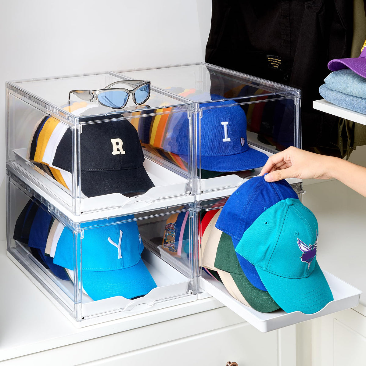 Vtopmart 2 Pack Stackable Baseball Caps Organizer, Each Holds 12 Hats