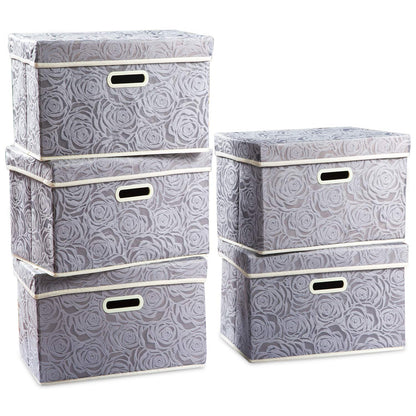 PRANDOM Larger Collapsible Storage Bin with Lid [1-Pack] Fabric Decorative Storage Box Cube Organizer Container Baskes with Handles Divider for Bedroom Closet Living Room Pink 17.7x11.8x11.8 Inch