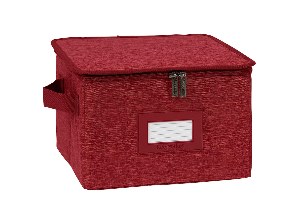 Covermates Dish Storage Box Set, 8"W x 8"D x 7"H, Red Heather
