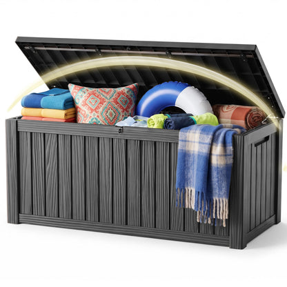 DRATO 135 Gallon Deck Boxes Outdoor Waterproof Storage Box with Wheels