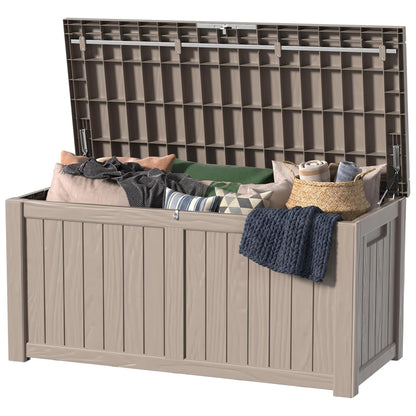 36 Gallon Outdoor Deck Box, Lockable Waterproof Outdoor Storage Boxes For Garden Tools,Indoor Cushions,Accessories Outside Storage Resin Weatherproof Container(Black)