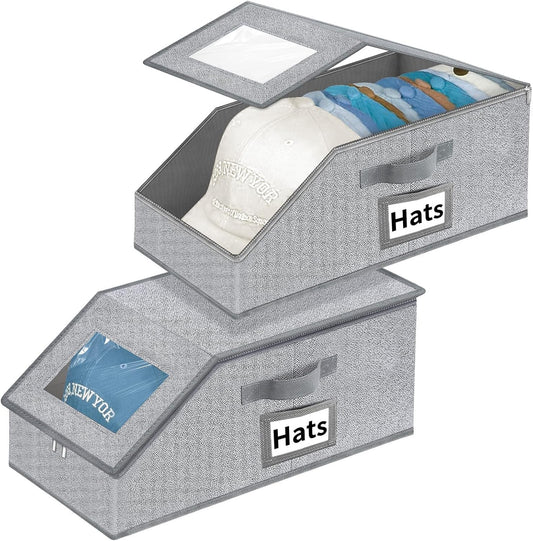 Stackable Hat Storage for Baseball Caps - Hat Organizer with Clear Window