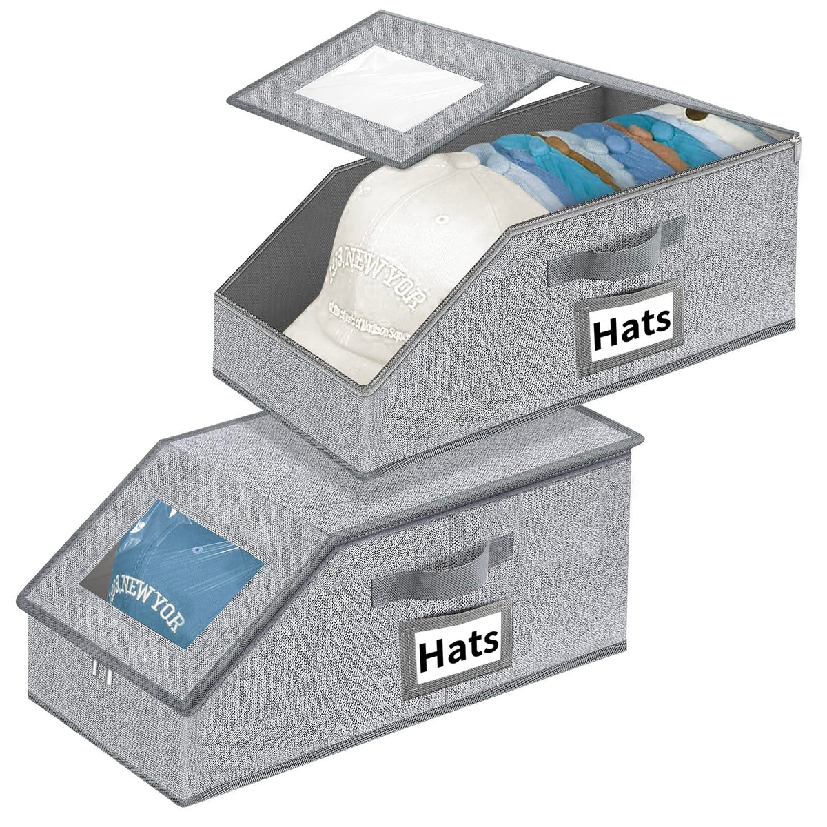 Stackable Hat Storage for Baseball Caps - Hat Organizer with Clear Window
