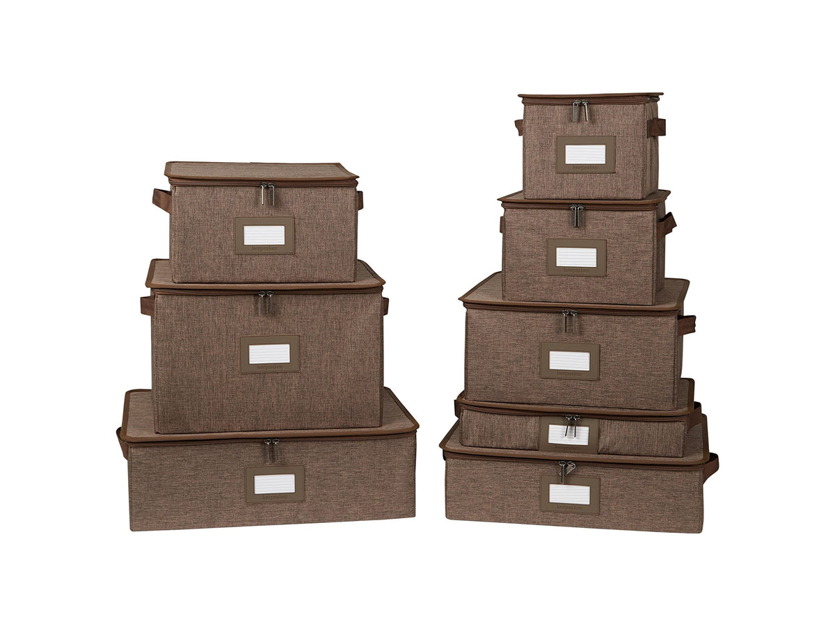 Covermates Dish Storage Box Set, 8"W x 8"D x 7"H, Red Heather