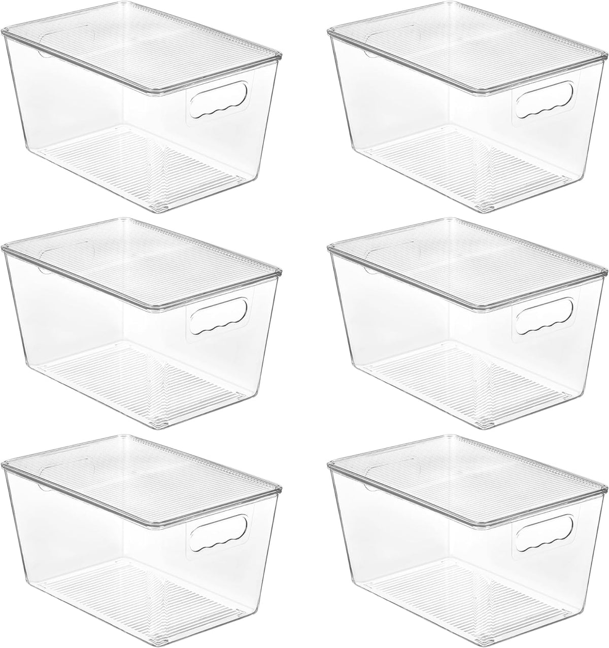 Vtopmart 6 Pack Clear Stackable Storage Bins with Lids and Handles, Large