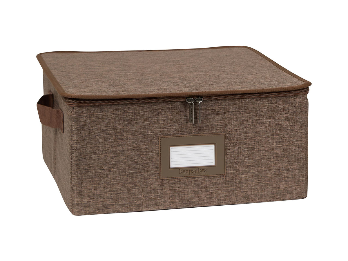 Covermates Dish Storage Box Set, 8"W x 8"D x 7"H, Red Heather
