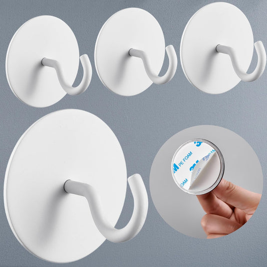 DEKAZIA® Set of 4 Ceiling Hooks White - Strong Adhesive Hooks No Drilling