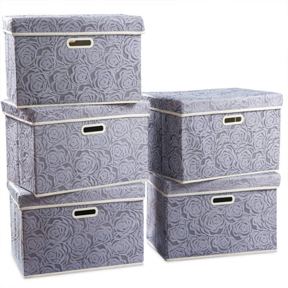 PRANDOM Larger Collapsible Storage Bin with Lid [1-Pack] Fabric Decorative Storage Box Cube Organizer Container Baskes with Handles Divider for Bedroom Closet Living Room Pink 17.7x11.8x11.8 Inch