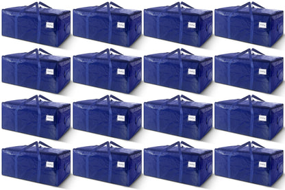 8 Pack Extra Heavy Duty Large Moving Bags with Strong Zipper & Carrying Handles, Sturdy Clothes Storage Bags Totes Bins, Packing Bag Move Boxes College Moving Supplies, Dark Blue - 24 gal