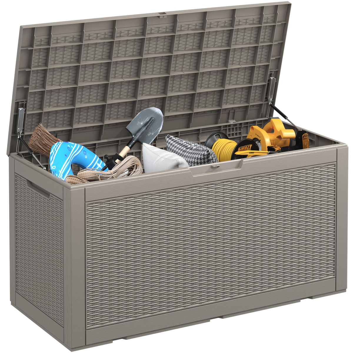 33 Gal Outdoor Storage Box Waterproof Lockable,Deck Box, Charcoal Black