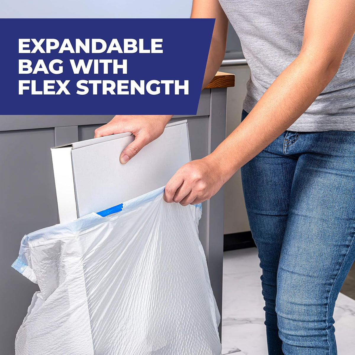 Hefty Ultra Strong 13 Gal Kitchen Trash Bags, White, Clean Burst, 80ct