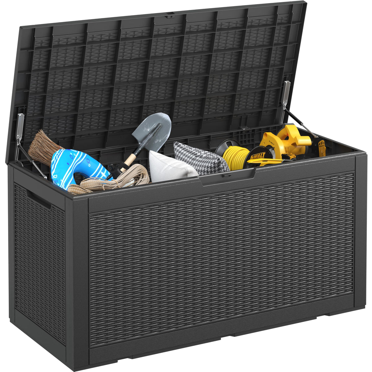 33 Gal Outdoor Storage Box Waterproof Lockable,Deck Box, Charcoal Black