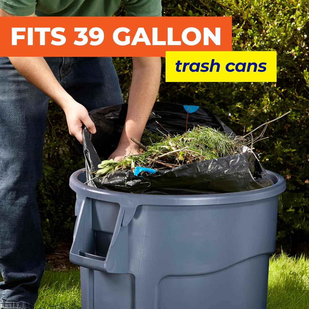 Hefty Essentials Extra Large 39 Gallon Trash Bags, Black, Unscented, 40ct