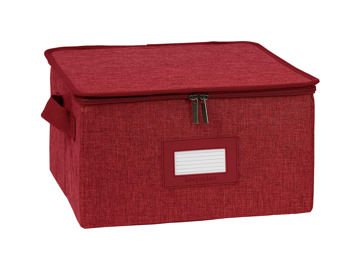 Covermates Dish Storage Box Set, 8"W x 8"D x 7"H, Red Heather